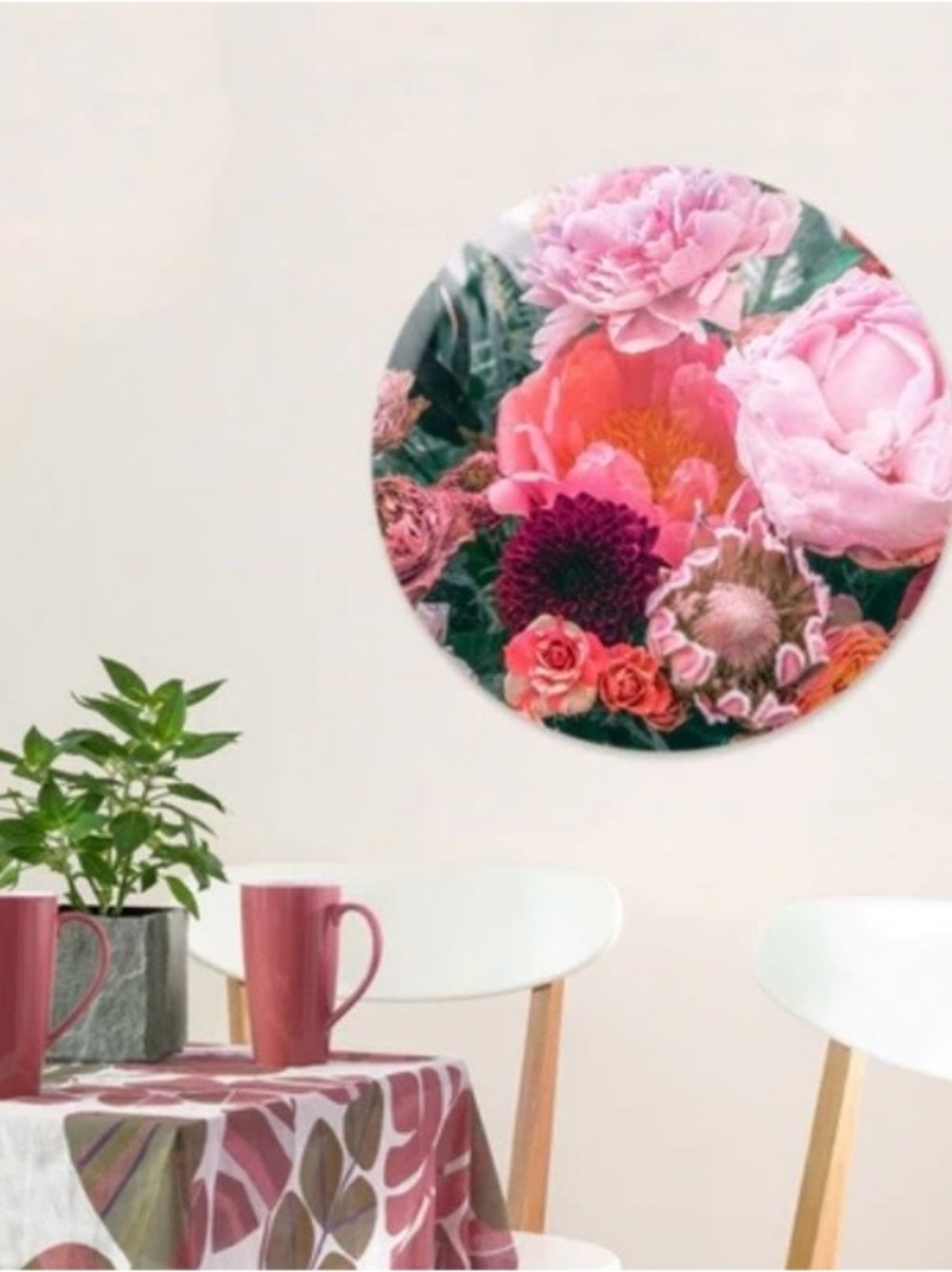 Oliver Gal Pink Floral Round Wall Art, Beautiful Home Decor